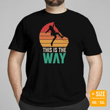 Mountaineering Shirt - Gifts for Rock Climbers, Hikers, Outdoorsy Mountain Men - Hiking Outfit, Attire, Clothes - Retro This Is Way Tee - Black, Plus Size