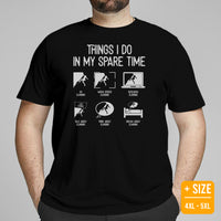 Mountaineering Shirt - Gifts for Rock Climbers, Hikers, Outdoorsy Mountain Men - Hiking Outfit - Funny Things I Do In My Spare Time Tee - Black, Plus Size