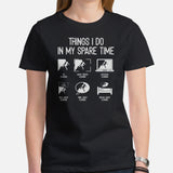 Mountaineering Shirt - Gifts for Rock Climbers, Hikers, Outdoorsy Mountain Men - Hiking Outfit - Funny Things I Do In My Spare Time Tee - Black, Women