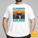 Mountaineering T-Shirt - Gifts for Rock Climbers, Hikers, Outdoorsy Men, Cat Lovers - Climbing And Beer Because Murder Is Wrong Tee - White, Plus Size