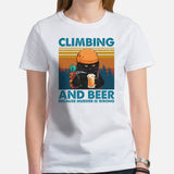 Mountaineering T-Shirt - Gifts for Rock Climbers, Hikers, Outdoorsy Men, Cat Lovers - Climbing And Beer Because Murder Is Wrong Tee - White, Women