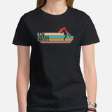 Mountaineering T-Shirt - Gifts for Rock Climbers, Hikers, Outdoorsy Mountain Men - Climbing Outfit, Clothes - Eat Sleep Climb Tee - Black, Women