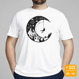 Mountaineering T-Shirt - Gifts for Rock Climbers, Outdoorsy Men - Climbing Outfit, Clothes - Climb To The Moon Tee - White, Plus Size