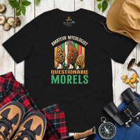 Camping & Hiking T-Shirt - Mushroom Shirt - Presents, Gift Ideas for Campers & Hikers, Nature Lovers - Amateur Mycologist Morel Fungi Shirt - Black