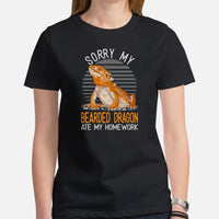 Camping Shirt - Bearded Dragon T-Shirt - Gifts for Outdoorsmen, Nature & Animal Lovers - Reptile Shirt - My Beardie Ate My Homework T-Shirt