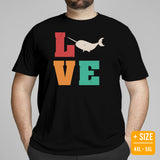 Narwhal T-Shirt - Narwhal Sea Unicorn Shirt - Sea Life Shirts - Sea Creature Shirt - Gifts for Animal Lovers - Vintage Love Narwhal T-Shirt - Black, Plus Size