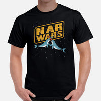 Narwhal, Unicorn Of The Sea T-Shirt - Gift for Narwhal, Sea Mammal Lovers & Environment Activists - Nar Wars Geeky Shirt - Black, Men