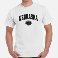 Nebraska T-Shirt - Football Tee - Game Day Shirt - Vintage Football Shirt - Gift for Football Fan & Lover - Nebraska Football T-Shirt - White, Men