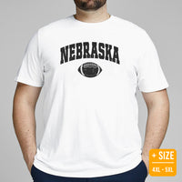 Nebraska T-Shirt - Football Tee - Game Day Shirt - Vintage Football Shirt - Gift for Football Fan & Lover - Nebraska Football T-Shirt - White, Plus Size