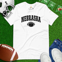Nebraska T-Shirt - Football Tee - Game Day Shirt - Vintage Football Shirt - Gift for Football Fan & Lover - Nebraska Football T-Shirt - White