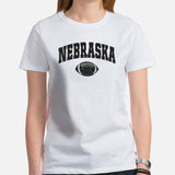 Nebraska T-Shirt - Football Tee - Game Day Shirt - Vintage Football Shirt - Gift for Football Fan & Lover - Nebraska Football T-Shirt - White, Women
