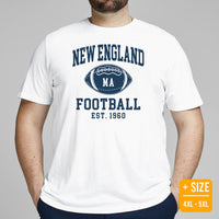 Boston T-Shirt - Game Day Shirt - Vintage Football Shirt - Gift for Football Fan & Lover - Massachusetts Shirt - New England Est.1960 Shirt - White, Plus Size
