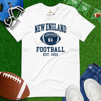 Boston T-Shirt - Game Day Shirt - Vintage Football Shirt - Gift for Football Fan & Lover - Massachusetts Shirt - New England Est.1960 Shirt - White