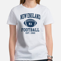 Boston T-Shirt - Game Day Shirt - Vintage Football Shirt - Gift for Football Fan & Lover - Massachusetts Shirt - New England Est.1960 Shirt - White, Women