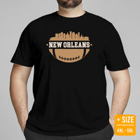 New Orleans Skyline Football Fanatic Vintage Graphic T-Shirt: Ideal Gift for Him & Her, Football Fans - Retro Style Game Day Shirt - Black, Plus Size