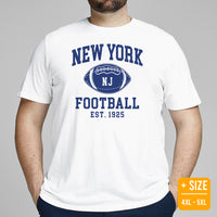 New York Est.1925 T-Shirt - Football Fanatic Vintage Graphic Shirt: Ideal Gifts for Football Fans - Retro Game Day Tee - White, Plus Size