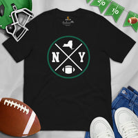 New York Football Emblem Fanatic Vintage Graphic T-Shirt - Game Day Tee - Retro Style, Ideal Gifts for Him & Her, Football Fans - Black