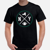 New York Football Emblem Fanatic Vintage Graphic T-Shirt - Game Day Tee - Retro Style, Ideal Gifts for Him & Her, Football Fans - Black, Men