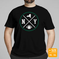 New York Football Emblem Fanatic Vintage Graphic T-Shirt - Game Day Tee - Retro Style, Ideal Gifts for Him & Her, Football Fans - Black, Plus Size