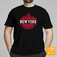 New York Skyline Football Fanatic Vintage Graphic T-Shirt: Ideal Gift for Him & Her, Football Fans - Retro Style Game Day Shirt - Black, Plus Size