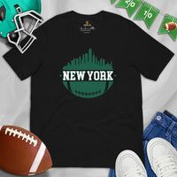 New York Skyline Football Fanatic Vintage Graphic T-Shirt: Ideal Gift for Him & Her, Football Fans - Retro Style Game Day Tee - Black