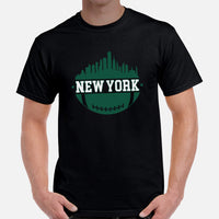 New York Skyline Football Fanatic Vintage Graphic T-Shirt: Ideal Gift for Him & Her, Football Fans - Retro Style Game Day Tee - Black, Men
