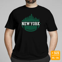New York Skyline Football Fanatic Vintage Graphic T-Shirt: Ideal Gift for Him & Her, Football Fans - Retro Style Game Day Tee - Black, Plus Size