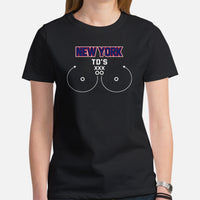 New York TD's T-Shirt - Funny Football Fanatic Shirt: Ideal Gifts for Football Moms & Supporters - Sarcastic Game Day Shirt - Black, Women