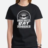 Obsessive Bat Disorder T-Shirt - Flying Fox Shirt - Night Shift Shirt - Ideal Gift for Bat & Animal Lover - Biology & Zoology Shirt - Black, Women