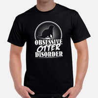 Obsessive Otter Disorder T-Shirt - Mustalid Shirt - Marine Mustaline Mammal Shirt - Ideal Gift for Mustalidae, River & Sea Otter Lovers - Black, Men