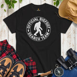 Official Bigfoot Search Team Squatchy Shirt - Cryptid Sasquatch, Yeti Tee for Camping Crew & Squad, Wilderness Adventure Enthusiasts - Black