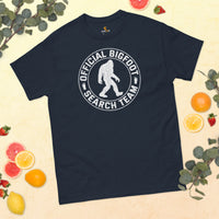 Official Bigfoot Search Team Squatchy Shirt - Cryptid Sasquatch, Yeti Tee for Camping Crew & Squad, Wilderness Adventure Enthusiasts - Navy