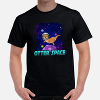 Otter Space T-Shirt: Embark on Cosmic Adventures with Adorable Astronaut Otter - Cosmonaut Mustalid Tee - Gift for Otter & Space Lovers - Black, Men