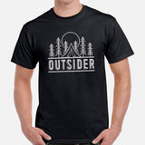 Outsider Adventure Awaits T-Shirt | Campsite Vibes, Campfire & Happy Camper Tee for Glamping Lovers & Wilderness Nature Enthusiasts - Black, Men