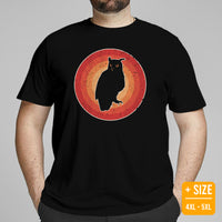 Camping & Hiking T-Shirt - Presents, Gift Ideas for Bird & Nature Lovers, Birdwatchers, Birders, Campers - 80s Retro Woodsy Owl T-Shirt - Black, Large Size for Overweight
