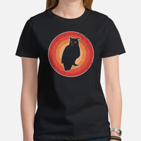 Camping & Hiking T-Shirt - Presents, Gift Ideas for Bird & Nature Lovers, Birdwatchers, Birders, Campers - 80s Retro Woodsy Owl T-Shirt - Black, Women