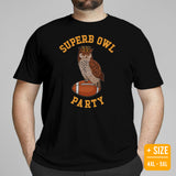 Owl Aesthetic T-Shirt- Superb Owl Football Party Shirt - Cottagecore Granola Tee for Outdoorsy Birder, Birdwatcher, Football Lovers - Large Size for Overweight
