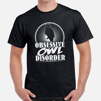 Camping T-Shirt - Presents, Gift Ideas for Bird & Nature Lovers, Birdwatchers, Birders - Woodsy Owl Tee Shirt - Obsessive Owl Disorder Tee - Black, Men