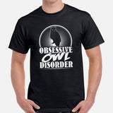 Camping T-Shirt - Presents, Gift Ideas for Bird & Nature Lovers, Birdwatchers, Birders - Woodsy Owl Tee Shirt - Obsessive Owl Disorder Tee - Black, Men
