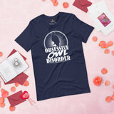 Camping T-Shirt - Presents, Gift Ideas for Bird & Nature Lovers, Birdwatchers, Birders - Woodsy Owl Tee Shirt - Obsessive Owl Disorder Tee - Navy