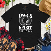 Camping T-Shirt - Presents, Gift Ideas for Bird & Nature Lovers, Birdwatchers, Birders - Woodsy Owl Tee Shirt - My Spirit Animal T-Shirt - Black
