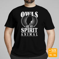 Camping T-Shirt - Presents, Gift Ideas for Bird & Nature Lovers, Birdwatchers, Birders - Woodsy Owl Tee Shirt - My Spirit Animal T-Shirt - Black, Large Size for Overweight