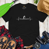 Paddleboarding SUP Heartbeat Granola T-Shirt - Embrace The Lake & River Life - Hikecore Tee - Gift for Avid Paddlers, Nature Lovers - Black