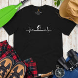 Paddleboarding SUP Heartbeat Granola T-Shirt - Embrace The Lake & River Life - Hikecore Tee - Gift for Avid Paddlers, Nature Lovers - Black