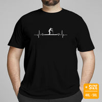Camping & Kayaking Shirt - Gifts for Campers, Outdoorsmen, Kayakers, Nature Lovers - Happy Camper Shirt - Paddle Boarding Heartbeat T-Shirt - Black, Plus Size