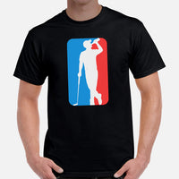 Patriotic Golf Tee Shirt & Outfit - Unique Gift Ideas for Guys, Men & Women, Golfers, Golf & Beer Lovers - Funny US Golf Emblem T-Shirt - Black, Men