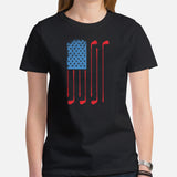Patriotic Golf Tee Shirt & Outfit - Unique Gift Ideas for Guys, Men & Women, Golfers & Golf Lover - Vintage Golf US Flag Themed T-Shirt - Black, Women