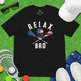 Funny Lacrosse Shirt - USA Flag Shirt - Game Day Shirt - Gift for Lacrosse Player, Coach - Lacrosse T-Shirt - Lax Shirt - Relax Bro T-Shirt - Black