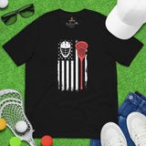 Lacrosse Shirt - USA Flag T-Shirt - Game Day Shirt - Gift for Lacrosse Player & Coach - Lacrosse T-Shirt - Lax Shirt - American Flag Shirt - Black