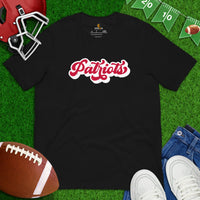 Patriots T-Shirt - Patriots Retro T-Shirt - Game Day Shirt - Funny Football Shirt - Football Tee - Gift for Football Fan, Coach & Player - Black